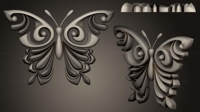 Резные Декоры (Бабочка, CARVD_0023) 3D модель для ЧПУ станка